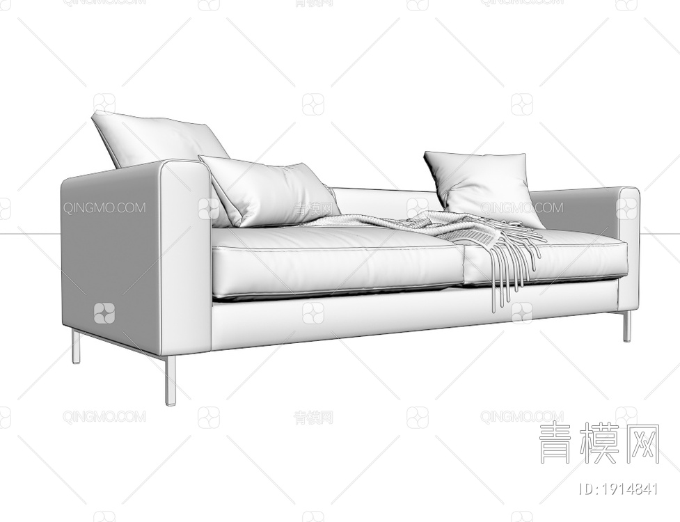 布艺双人沙发3D模型下载【ID:1914841】