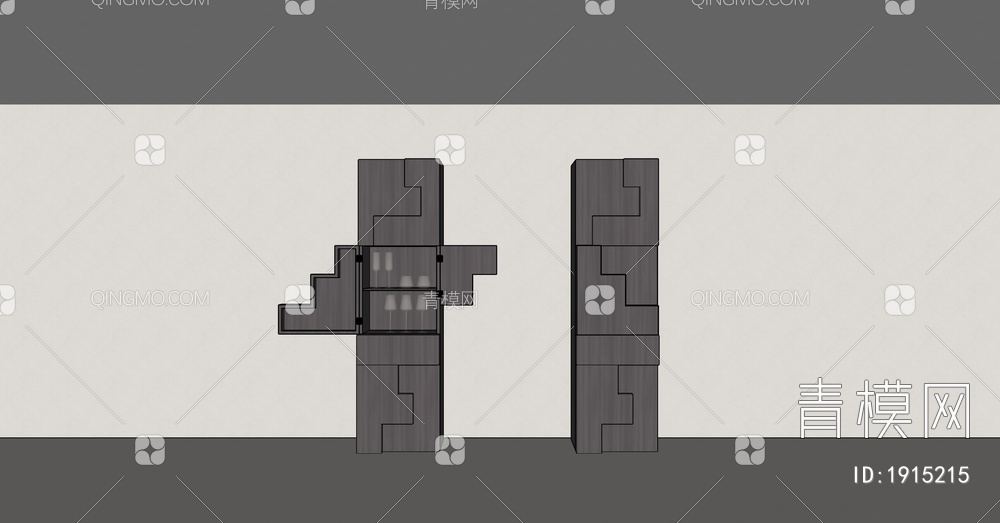 意式实木立式书柜储物柜SU模型下载【ID:1915215】