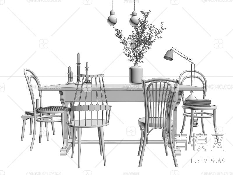 餐桌椅组合3D模型下载【ID:1915066】