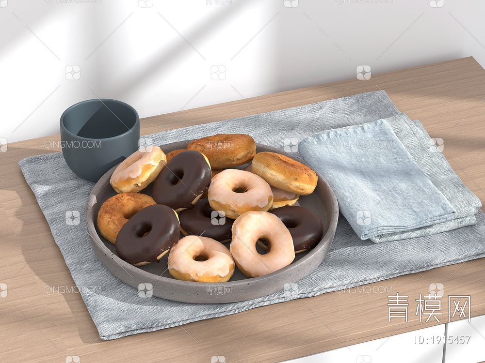 甜甜圈 甜点 蛋糕 糕点 面包 小圆饼 食物食品3D模型下载【ID:1915457】