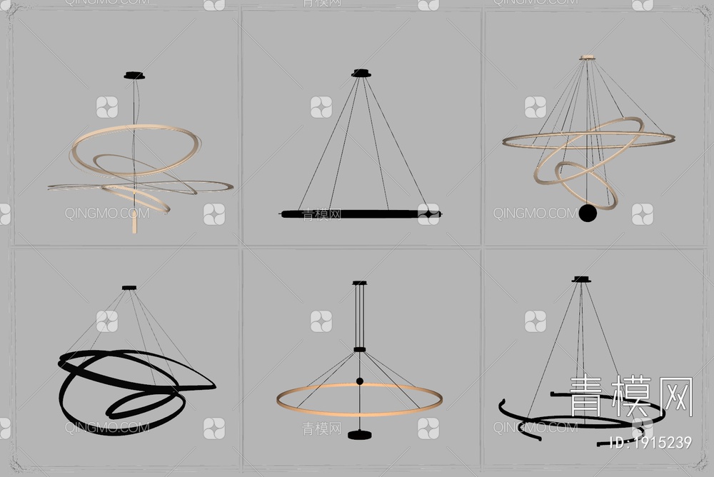 吊灯组合SU模型下载【ID:1915239】
