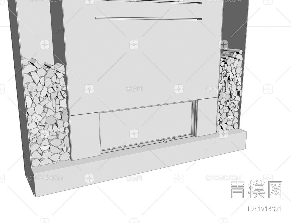 一体式壁炉背景墙3D模型下载【ID:1914321】