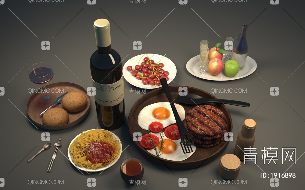 食物组合3D模型下载【ID:1916898】