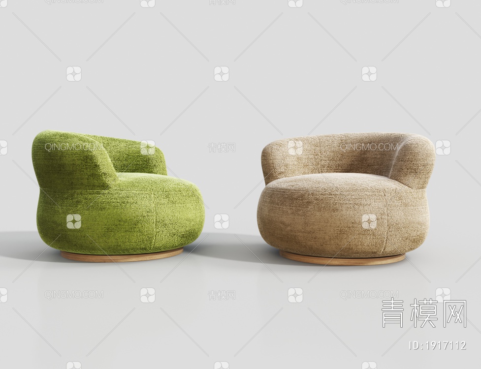 圈背单人沙发 休闲沙发3D模型下载【ID:1917112】