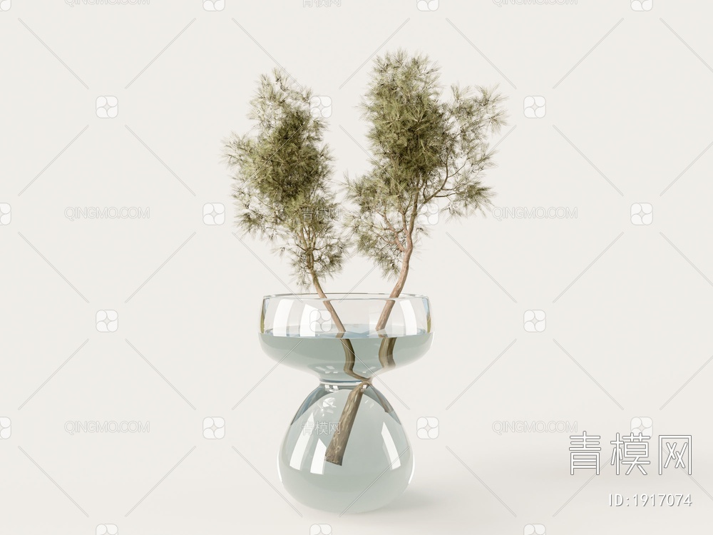 玻璃器皿 干支花卉植物3D模型下载【ID:1917074】