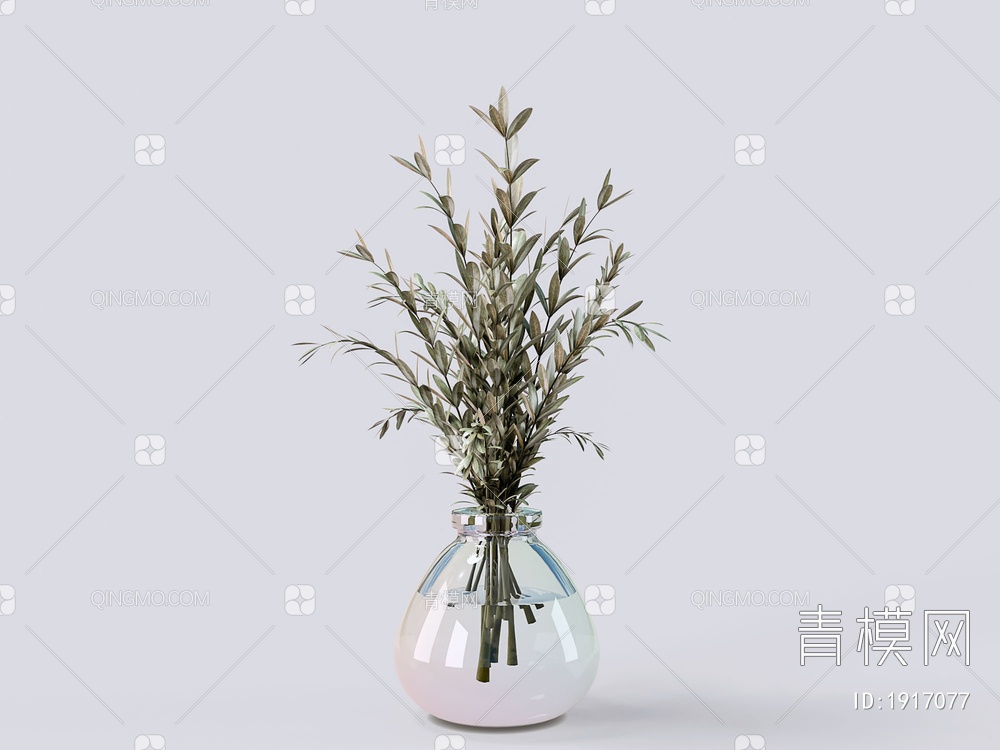 玻璃器皿 花卉植物3D模型下载【ID:1917077】