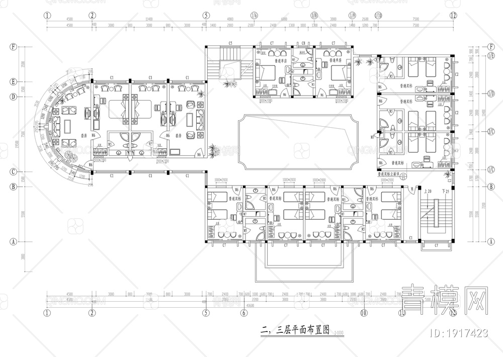 迎宾馆全套装修施工图【ID:1917423】