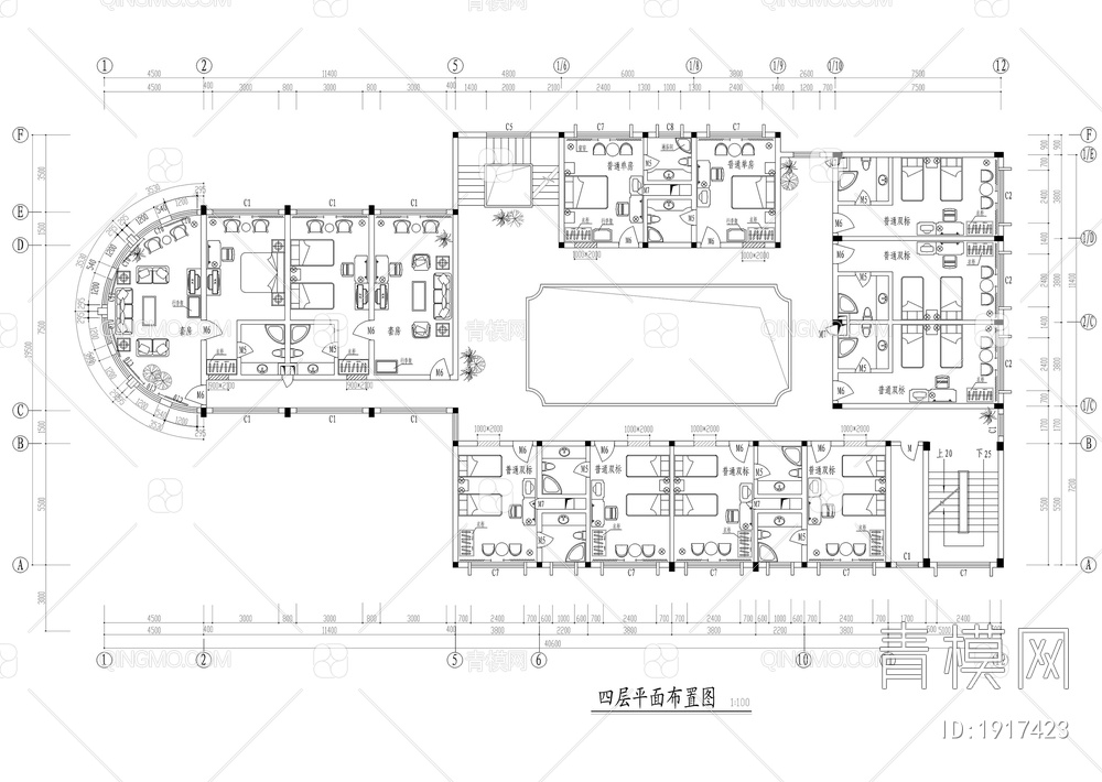 迎宾馆全套装修施工图【ID:1917423】