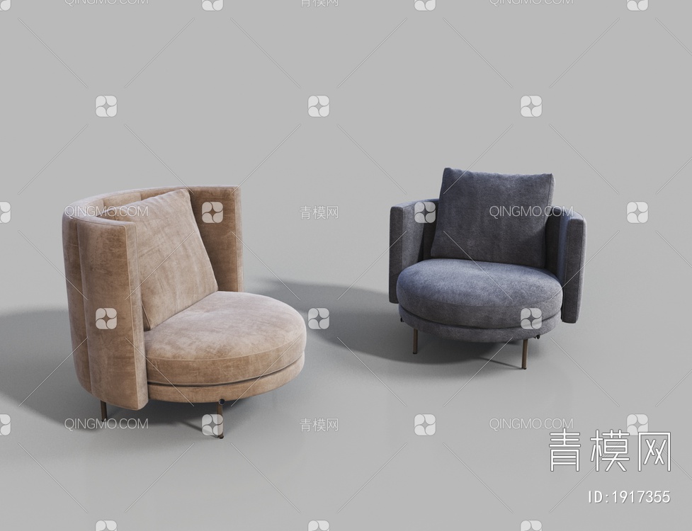 布艺单人沙发3D模型下载【ID:1917355】