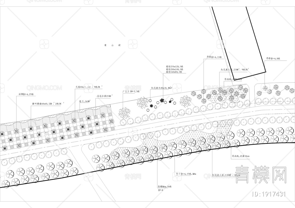 滨水公园绿化平面图【ID:1917431】