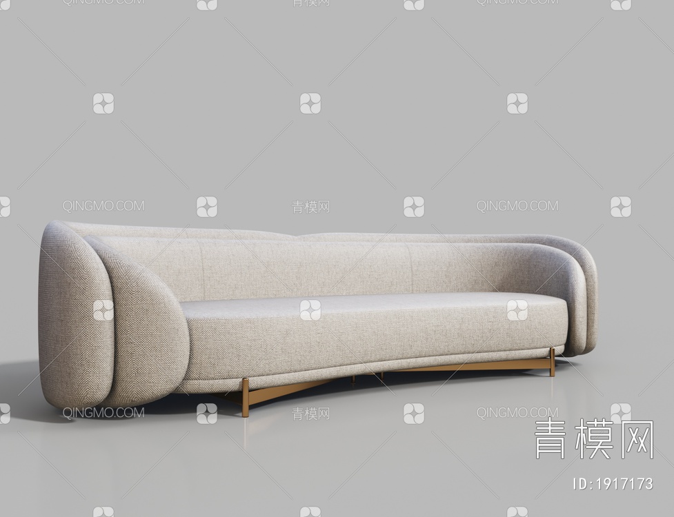 米色多人弧形休闲沙发3D模型下载【ID:1917173】