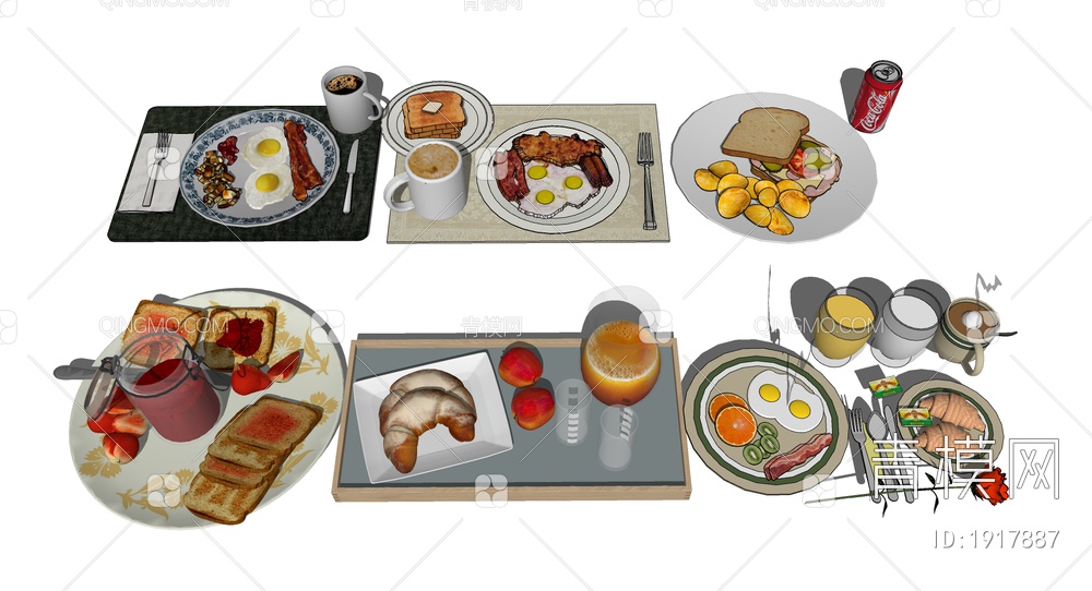早餐套餐 美食食物SU模型下载【ID:1917887】