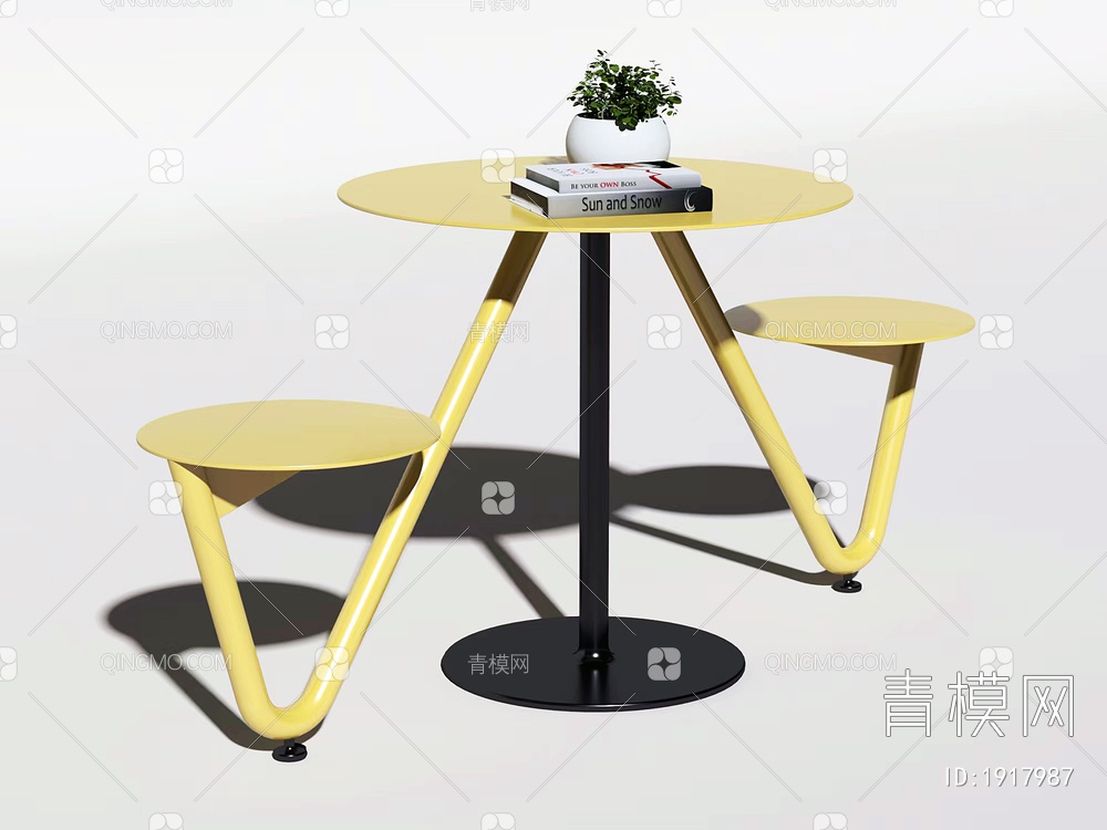 户外双人连体桌椅3D模型下载【ID:1917987】