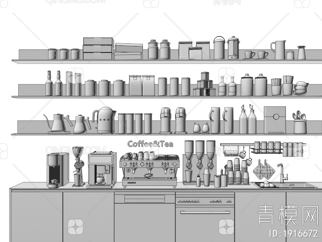 咖啡机 磨豆机 咖啡用品 食物饮料 厨房用品 厨房电器3D模型下载【ID:1916672】