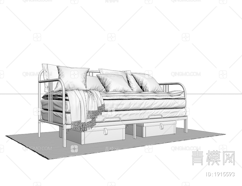 多人折叠沙发床3D模型下载【ID:1915593】