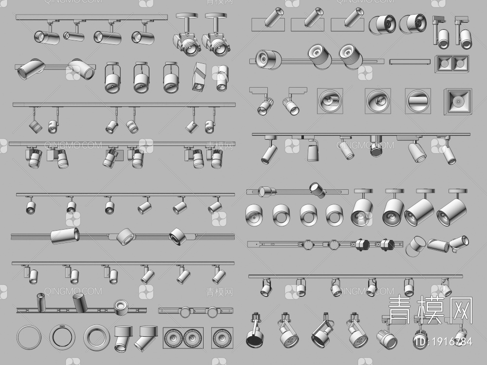 轨道灯 筒灯射灯 磁吸灯 线性灯 射灯3D模型下载【ID:1916784】