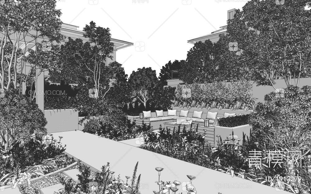 庭院景观3D模型下载【ID:1913279】