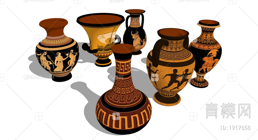 古印度花瓶 陶瓷瓷器SU模型下载【ID:1917658】