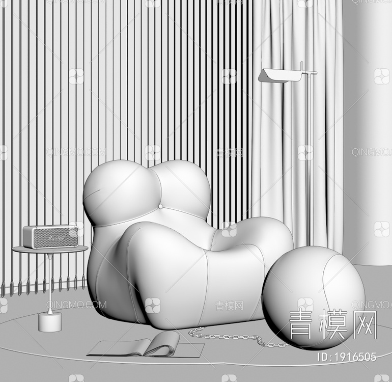 单人沙发3D模型下载【ID:1916505】