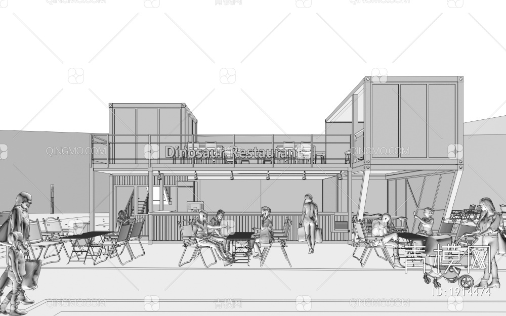 集装箱咖啡店3D模型下载【ID:1914474】