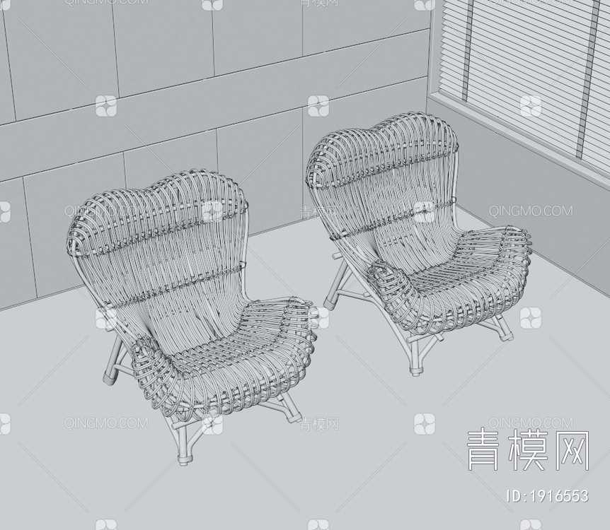 Vittorio 藤编单椅3D模型下载【ID:1916553】