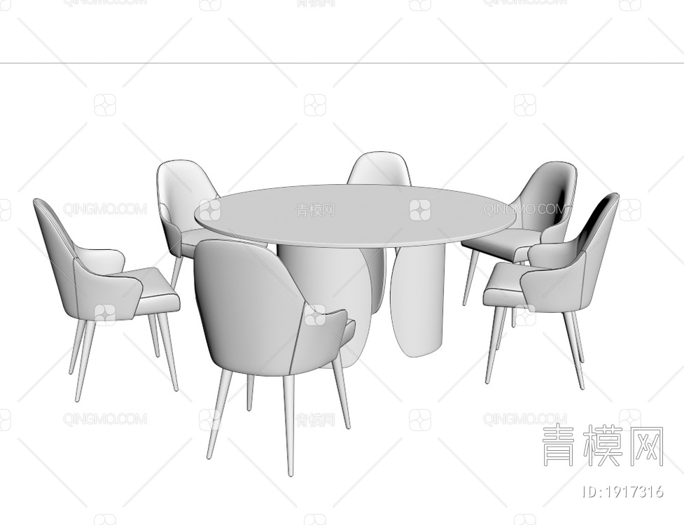 圆形餐桌椅3D模型下载【ID:1917316】