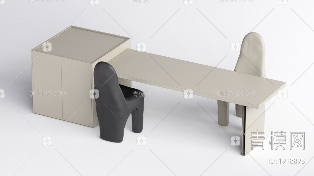 中岛台餐桌椅组合SU模型下载【ID:1918898】