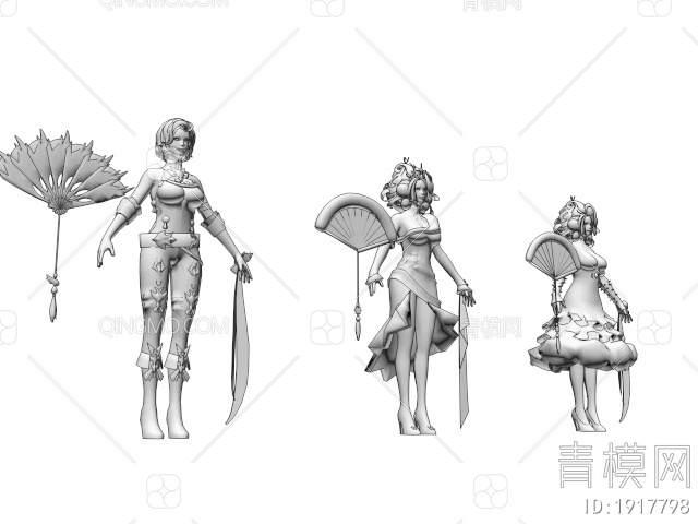 动漫卡通 动漫游戏女性角色3D模型下载【ID:1917798】