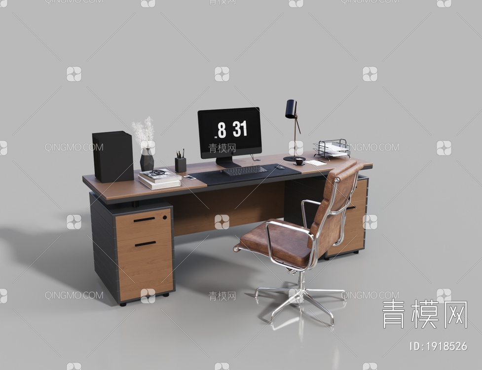 班台桌 老板桌 办公桌3D模型下载【ID:1918526】