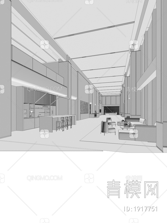公司大堂_电梯厅3D模型下载【ID:1917751】