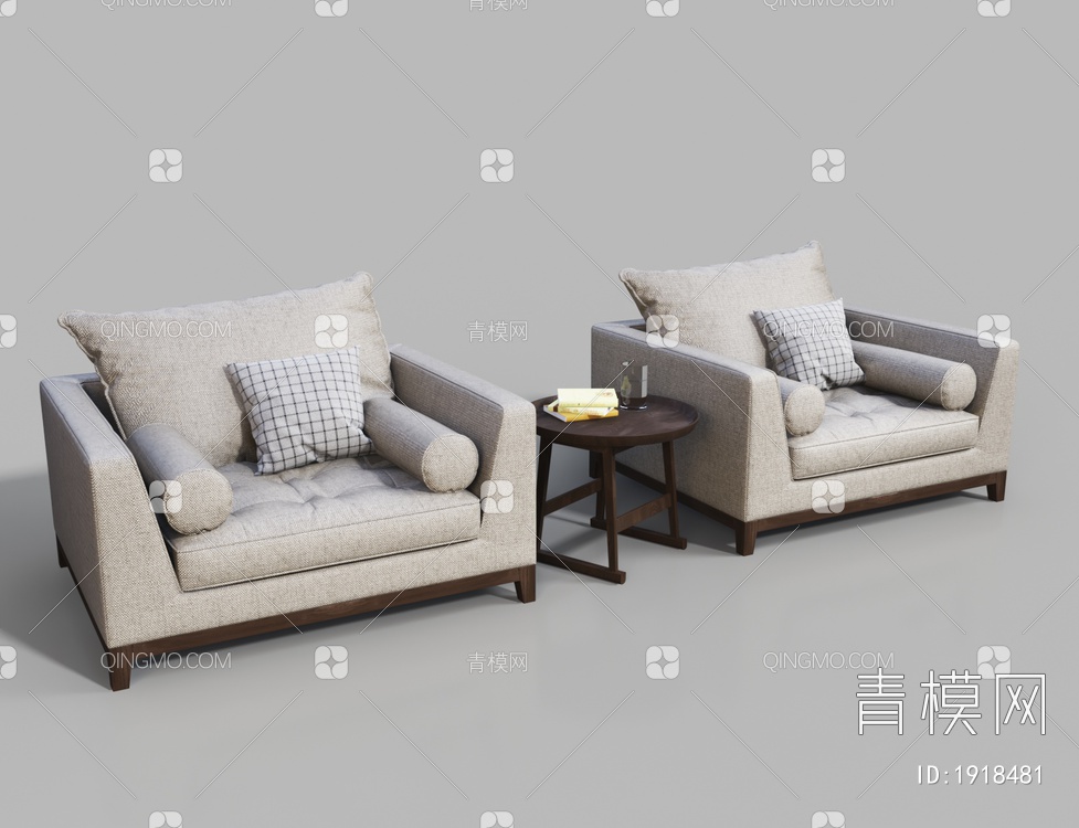 米色单人沙发3D模型下载【ID:1918481】