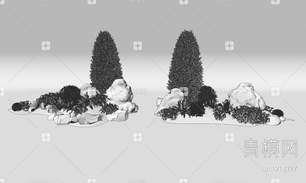 组团小景  植物堆 球形灌木 带花灌木植物组合3D模型下载【ID:1918127】
