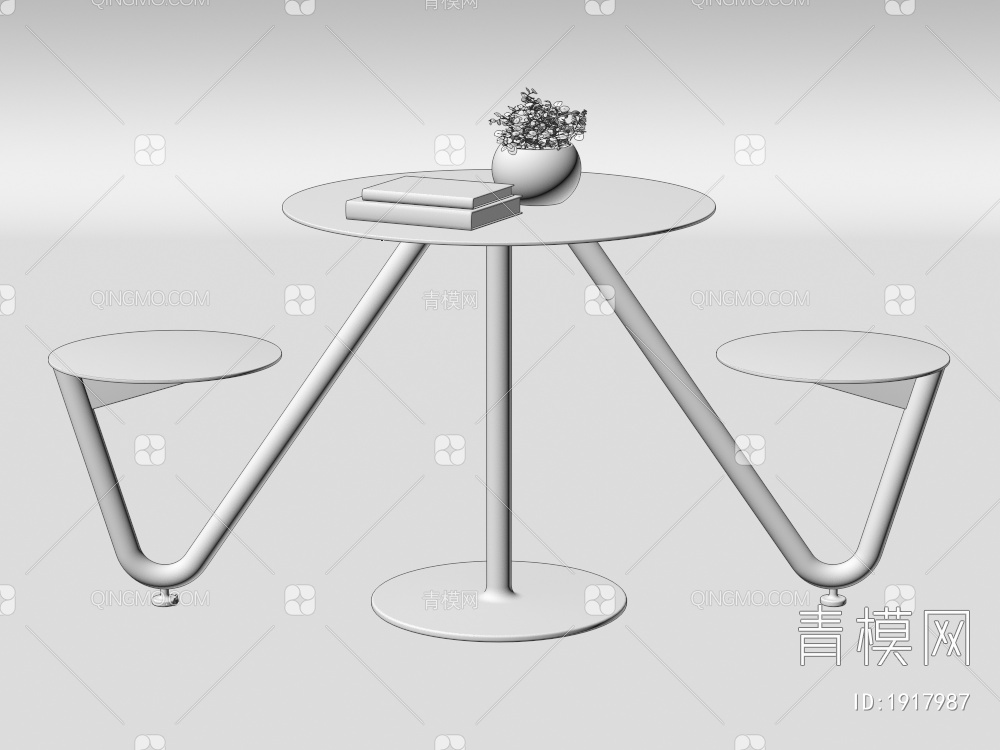 户外双人连体桌椅3D模型下载【ID:1917987】