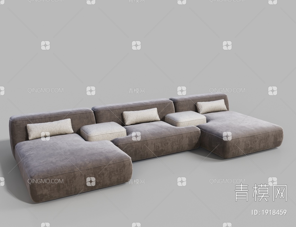 棕色多人沙发3D模型下载【ID:1918459】