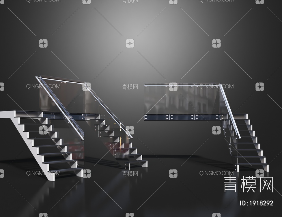 玻璃扶手楼梯3D模型下载【ID:1918292】