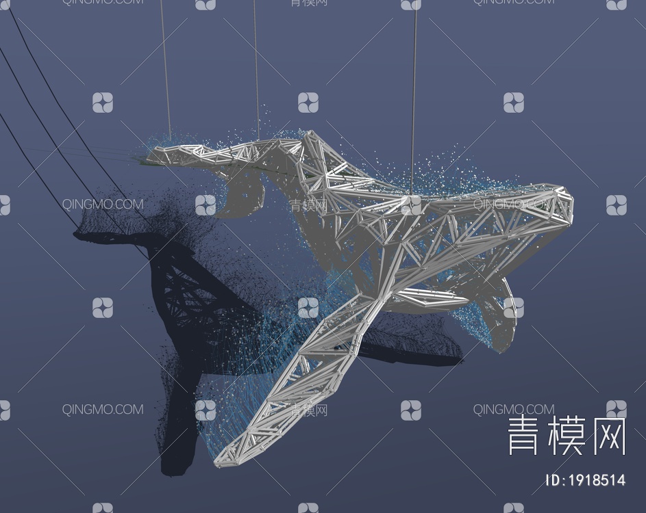 鲸鱼雕塑装置SU模型下载【ID:1918514】