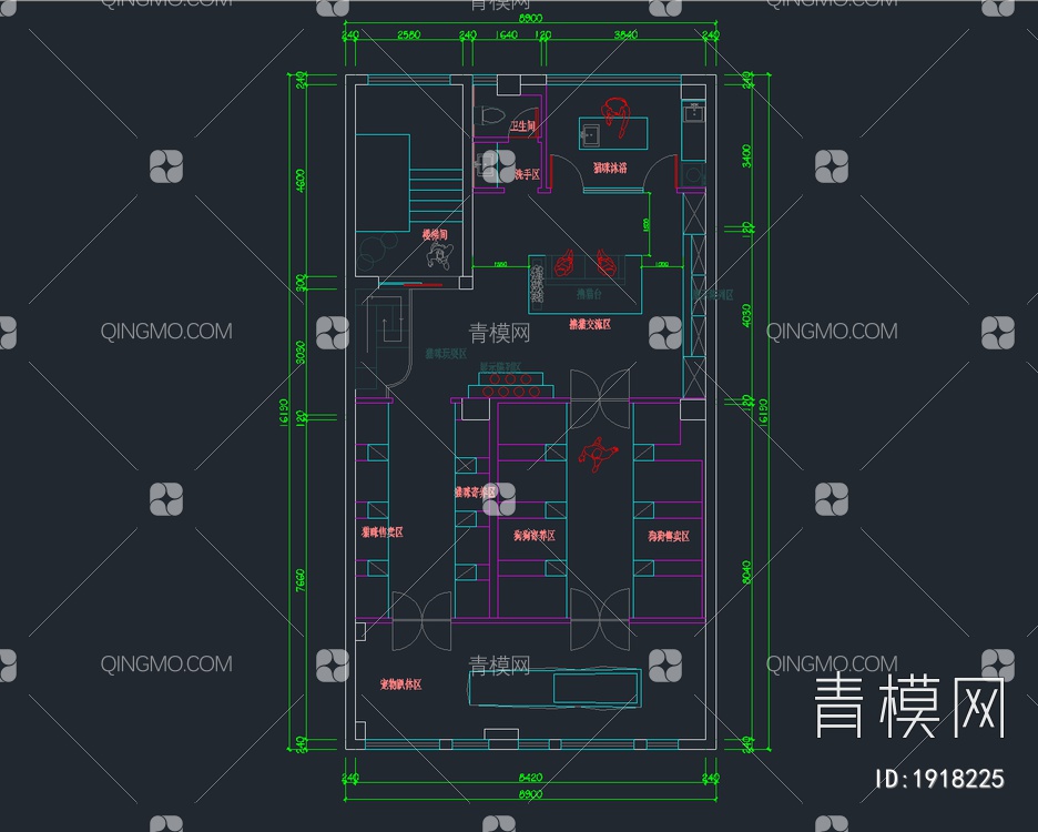 最新宠物店全套CAD施工图+效果图【ID:1918225】