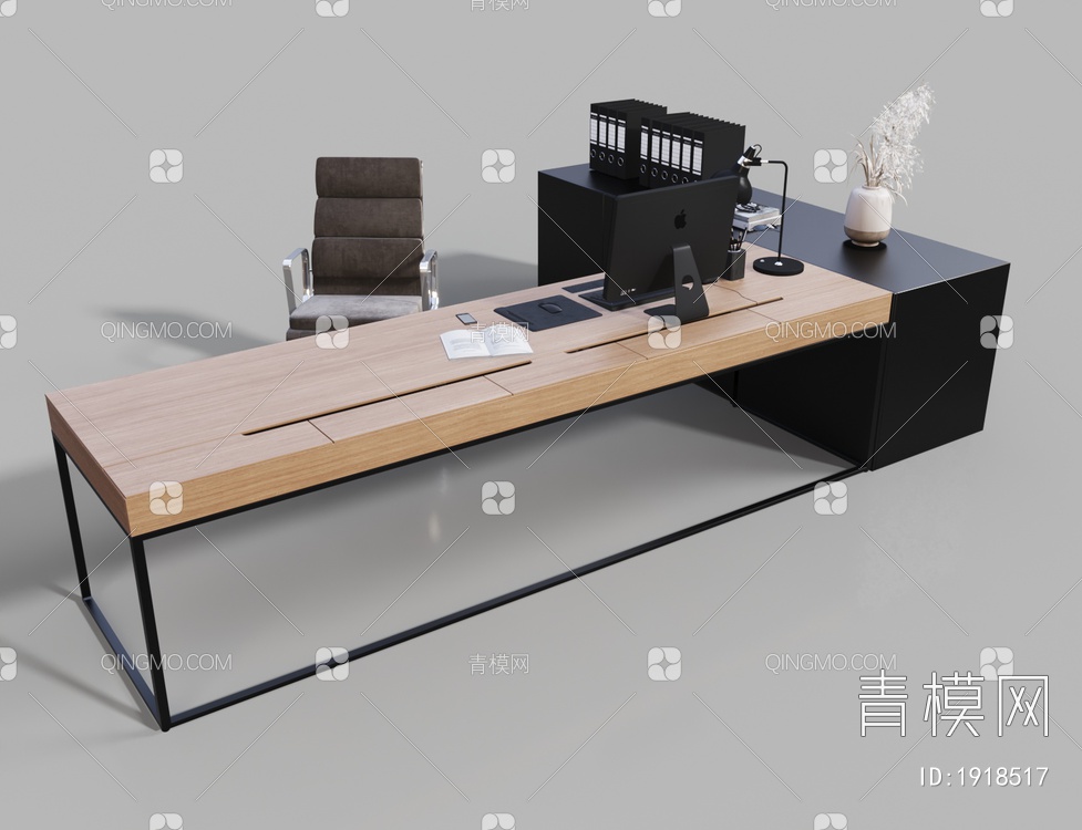 办公桌椅 书柜3D模型下载【ID:1918517】