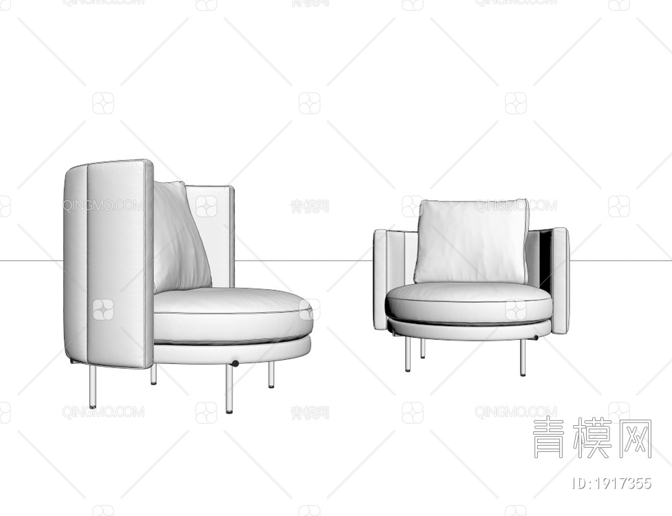 布艺单人沙发3D模型下载【ID:1917355】