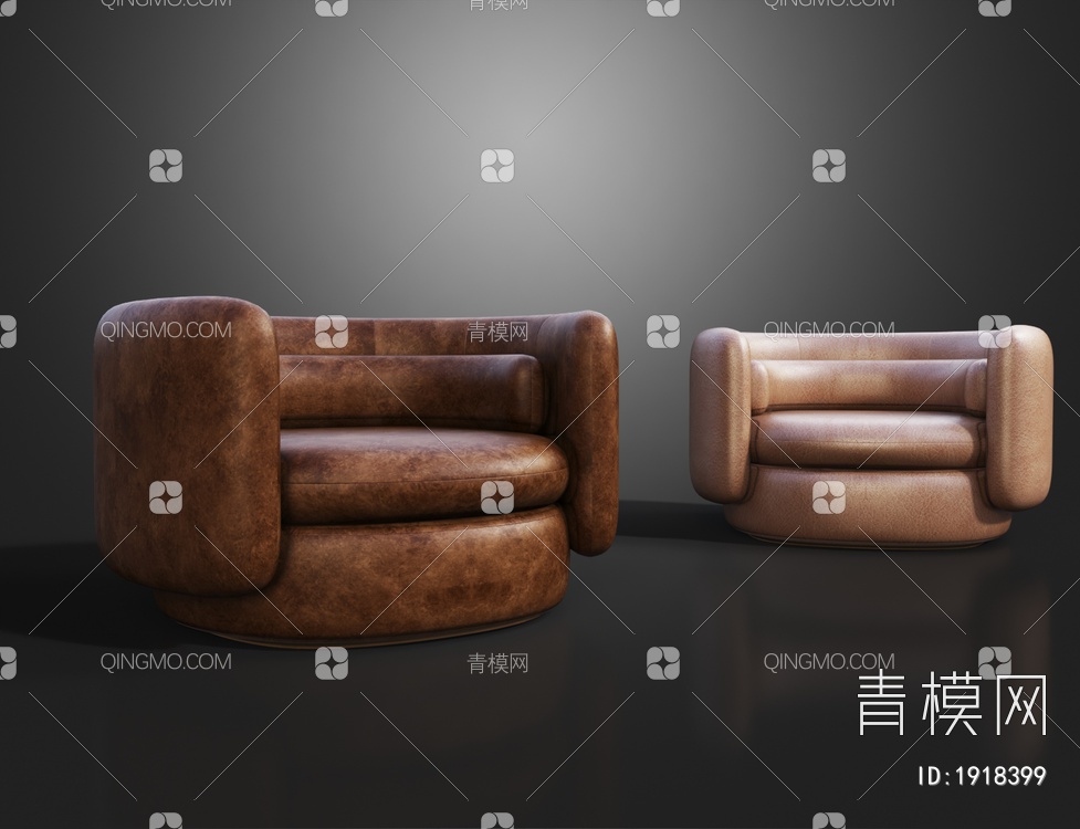 皮沙发 单人沙发3D模型下载【ID:1918399】