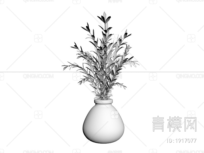 玻璃器皿 花卉植物3D模型下载【ID:1917077】