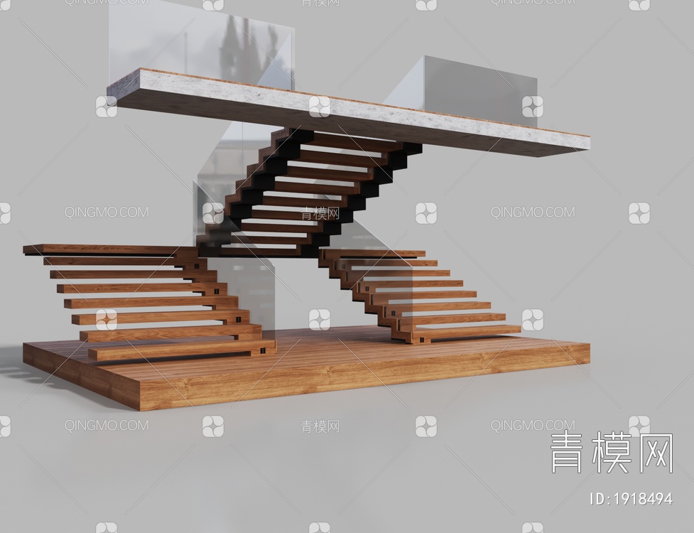 实木楼梯3D模型下载【ID:1918494】