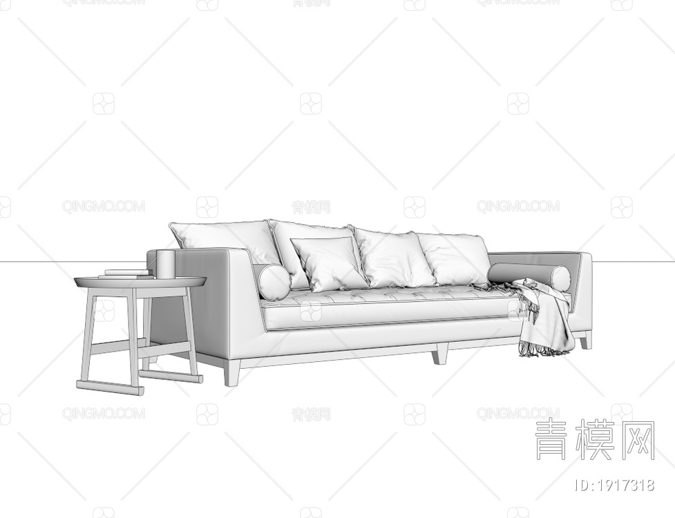 橙色多人沙发3D模型下载【ID:1917318】