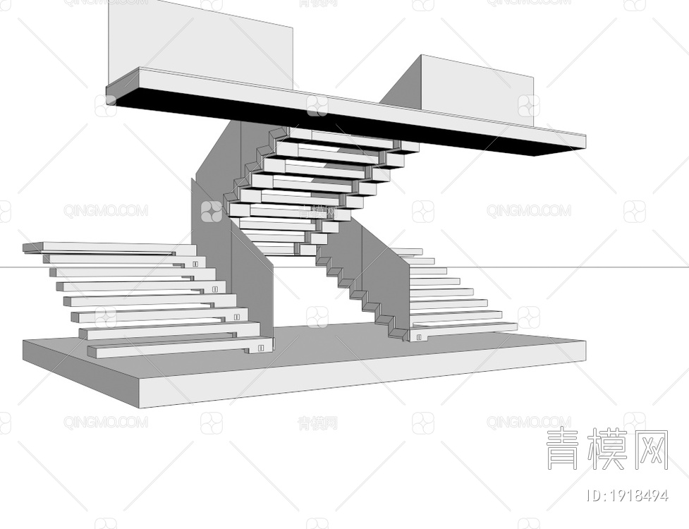 实木楼梯3D模型下载【ID:1918494】