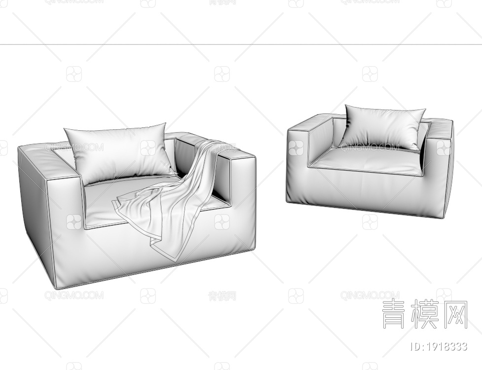 单人沙发3D模型下载【ID:1918333】