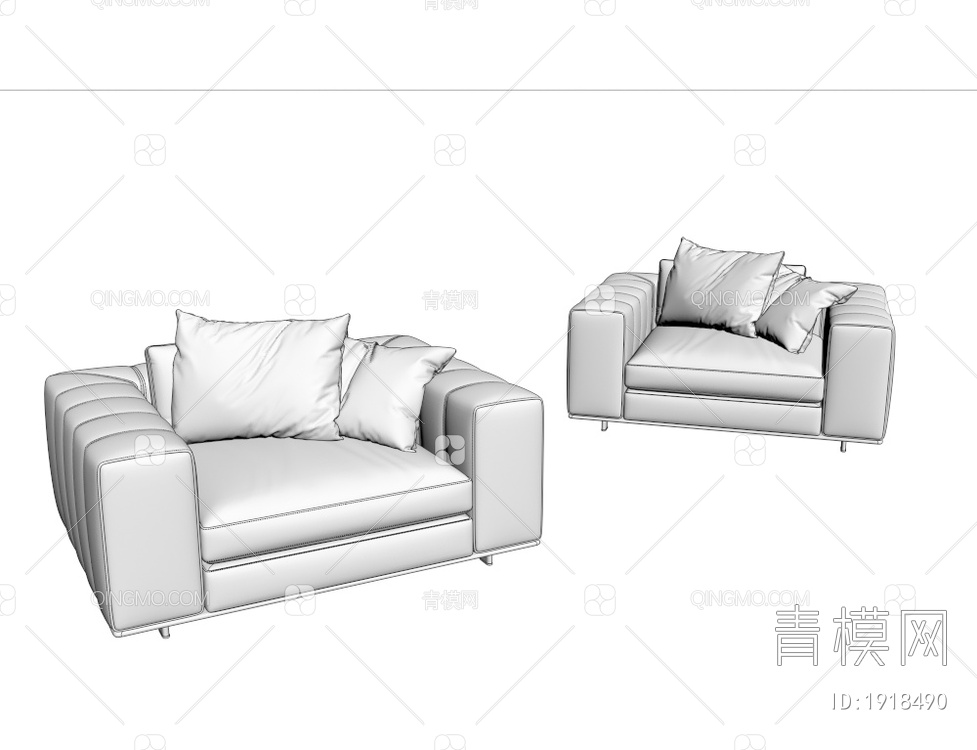 灰色单人沙发3D模型下载【ID:1918490】