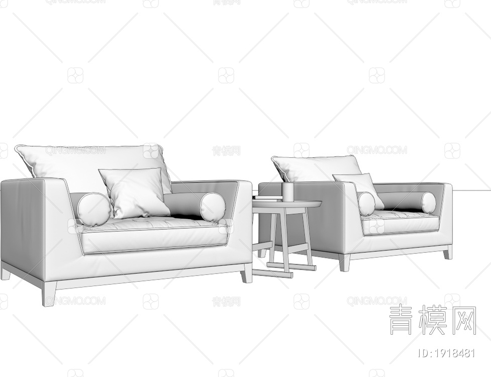 米色单人沙发3D模型下载【ID:1918481】
