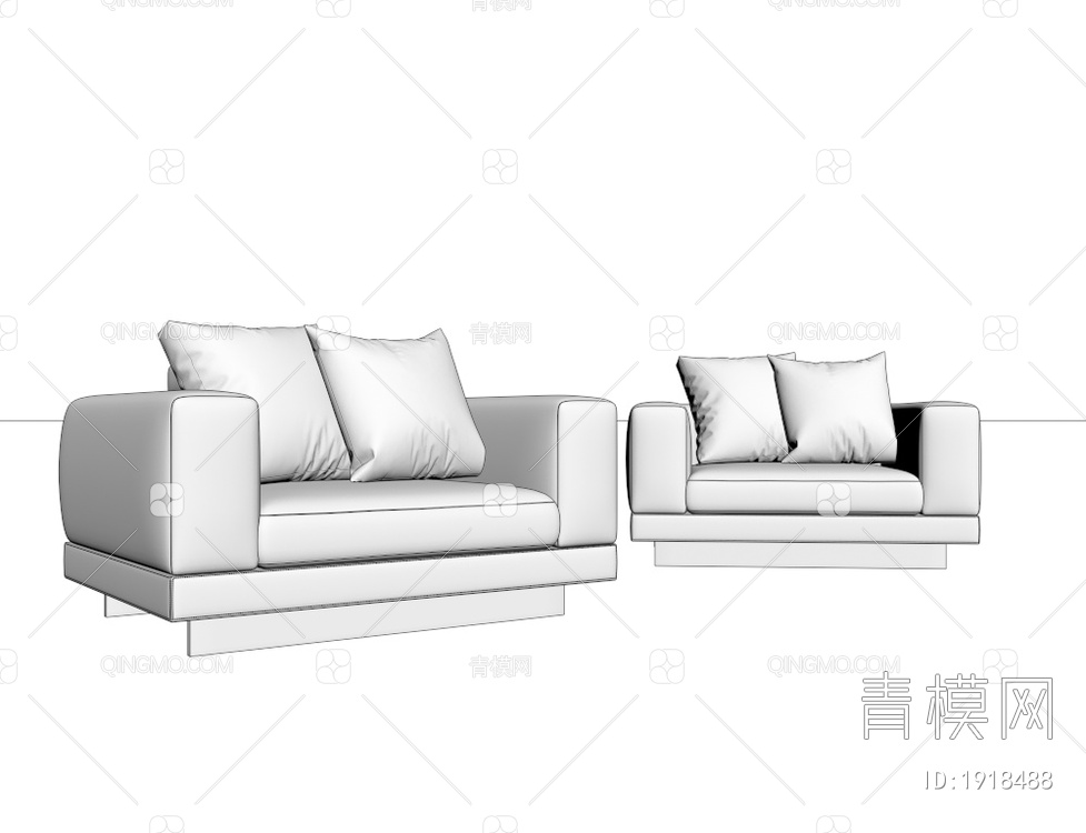 灰色单人沙发3D模型下载【ID:1918488】