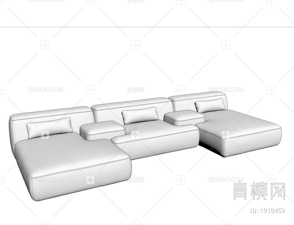棕色多人沙发3D模型下载【ID:1918459】