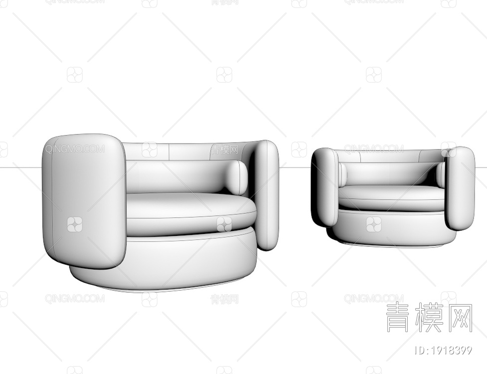 皮沙发 单人沙发3D模型下载【ID:1918399】